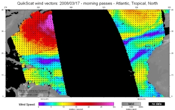 For meters to second to miles per hour, a rough answer is multiply the m/s by 2. Pretty breezy out there in a few places, eh?